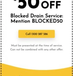Have A Blocked Drain? Get $50 OFF from this Coupon. Present this to our experienced staff member and GET YOUR DISCOUNT TODAY! Oakville Blocked Drain Clearing